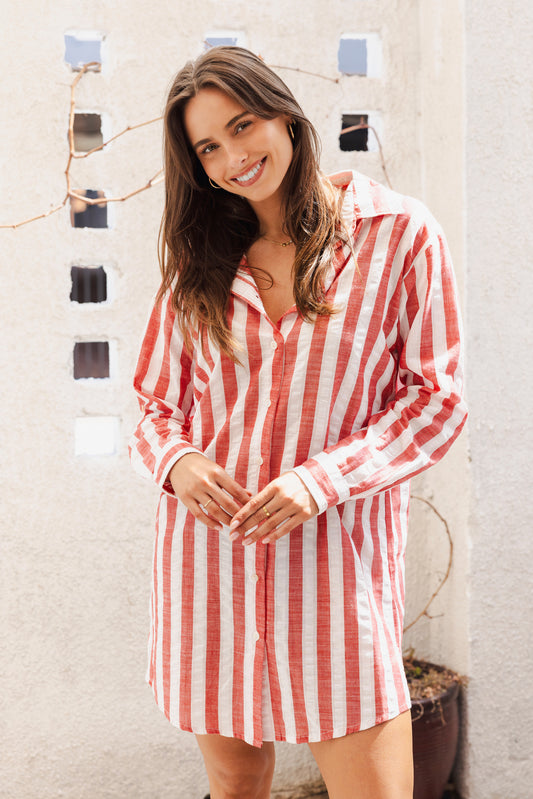 GOLDIE RED/WHITE STRIPE